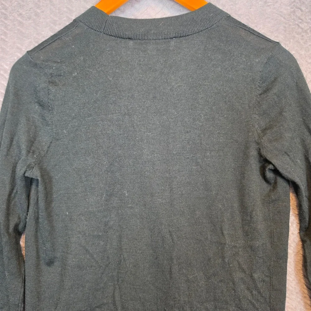 LOFT Womens Forest Green Wool Blend V-Neck Button Front Cardigan Sweater Small